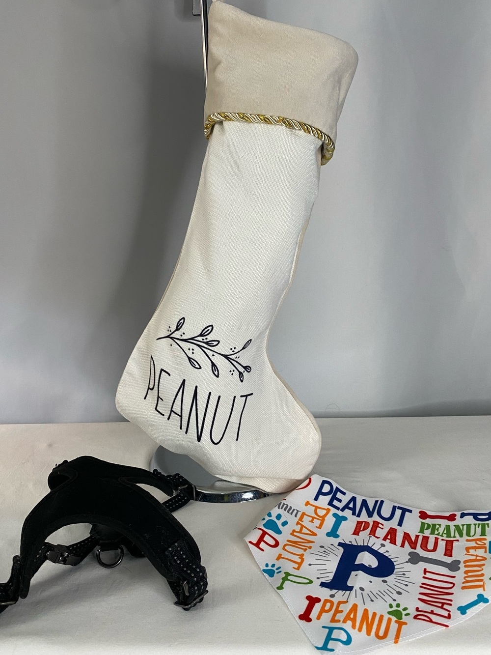 Personalized 'Peanut' Dog Stocking, Bandana and Harness